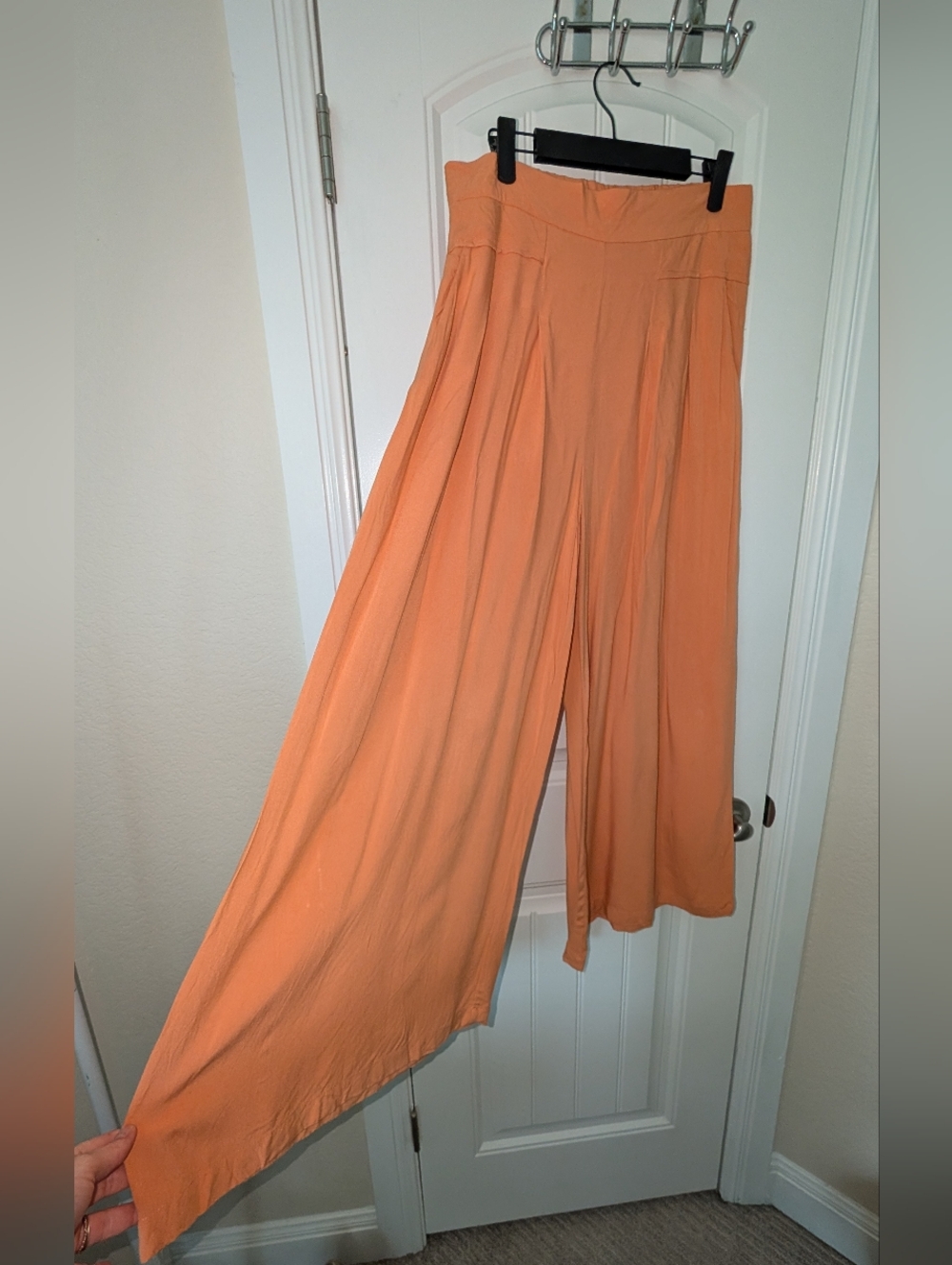 Lascana Wide Leg High-Waist Pants in Peach L/XL